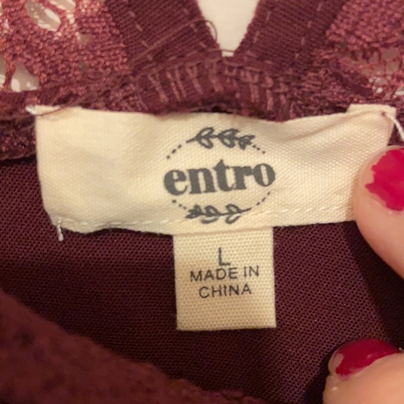 Anthropologie ENTRO Burgundy Crochet Lace Tunic DRESS SZ L HOLIDAY BOHO - Picture 7 of 15